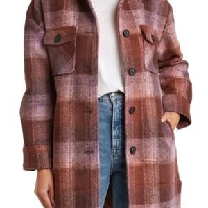 Lucky Brand Plaid Brushed Fleece Shacket, Women's size XS